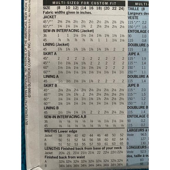 Butterick Sewing pattern 6263 Womens suit Blazer midi skirt sz 8 10 12 - Picture 6 of 8